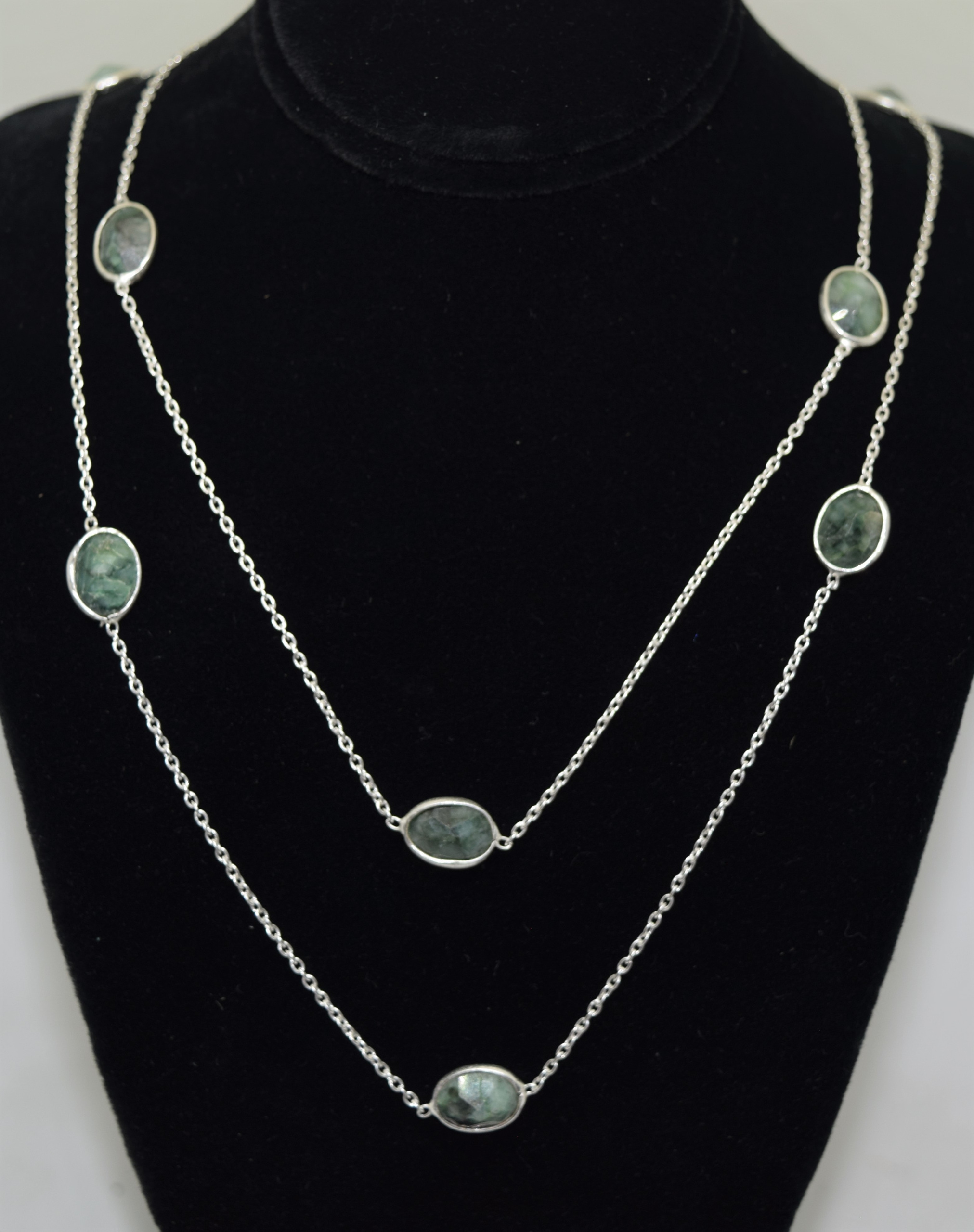 Emerald Necklace Sterling SIlver